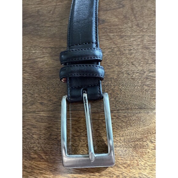 Trafalgar Dante Embossed Black Italian Calfskin Leather Belt Sz 40 Made In USA - Picture 2 of 6